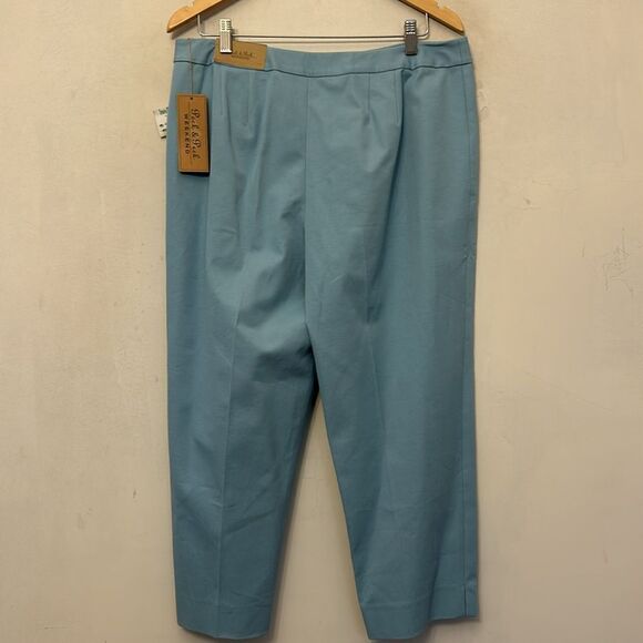 Peck & Peck robins egg blue side zip ankle pants Size 14 New - Picture 6 of 9